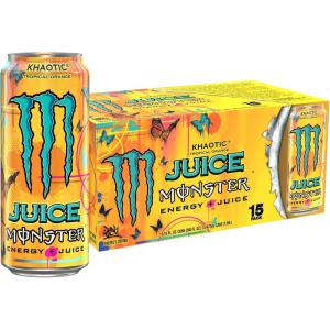 imageMonster Energy Juice Monster Variety Pack Pipeline Punch Mango Loco Pacific Punch EnergyJuice Energy Drink 16 Ounce Pack of 15Khaotic