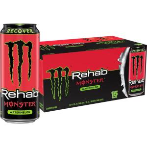 imageMonster Energy Rehab Tea  Lemonade Peach Wild Berry Variety Pack Energy Iced Tea155 Ounce Pack of 15Rehab Watermelon