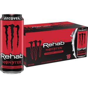 imageMonster Energy Rehab Tea  Lemonade Peach Wild Berry Variety Pack Energy Iced Tea155 Ounce Pack of 15Strawberry Lemonade