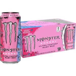 imageMonster Energy Ultra Fantasy Ruby Red Sugar Free Energy Drink 16 Ounce Pack of 15