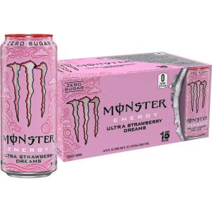 imageMonster Energy Ultra Red Sugar Free Energy Drink 16 Ounce Pack of 15Ultra Strawberry Dreams