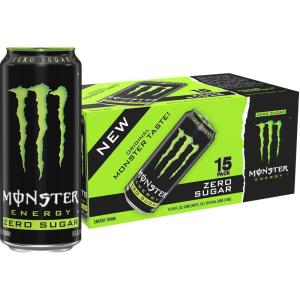 imageMonster Energy Zero Sugar Green Original Low Calorie Energy Drink 16 ounce Pack of 15zero sugar